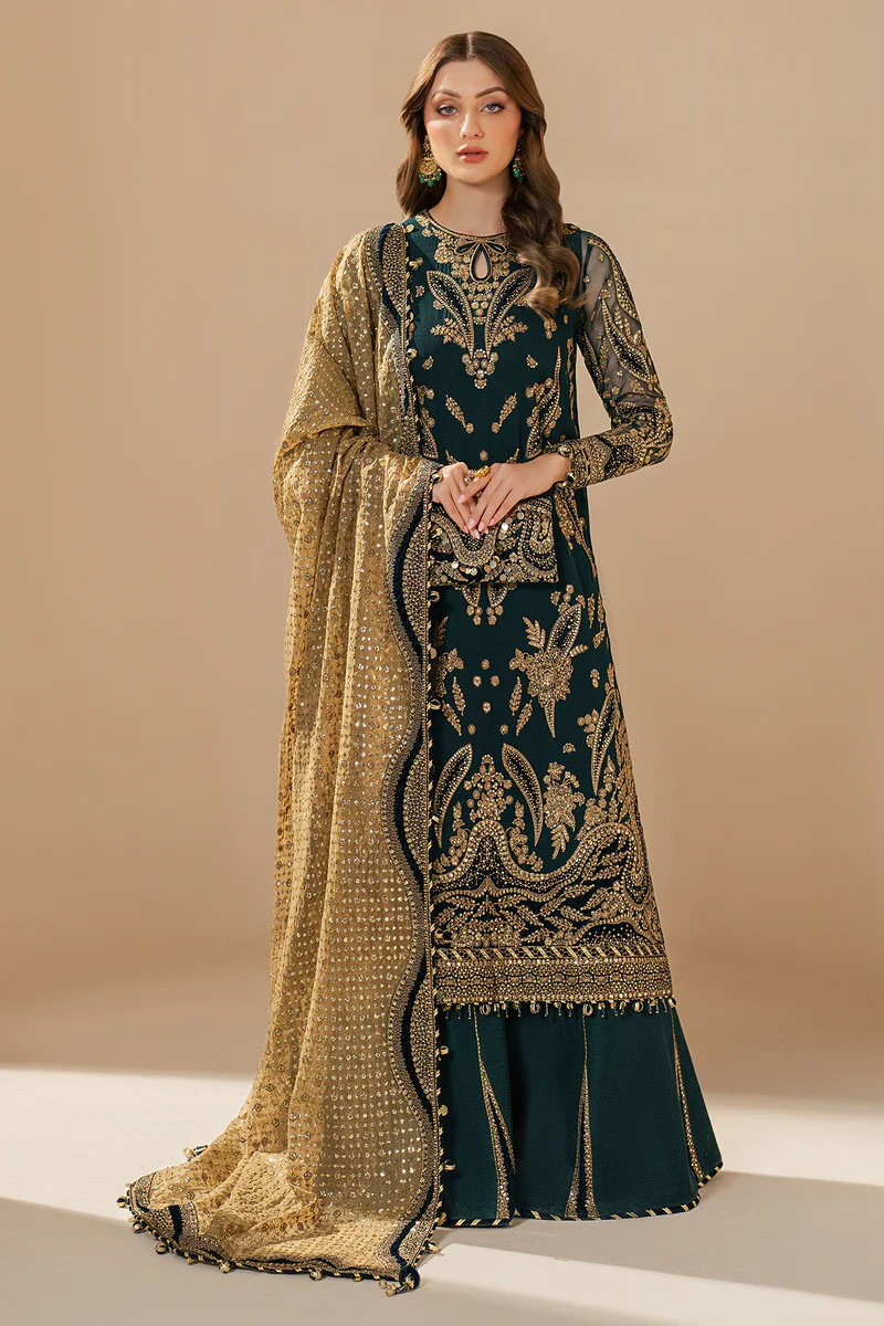 Embroidered Chiffon Outfit Wf'25-06 With Velvet Applique And Organza Dupatta – Pakistani Formal Dress