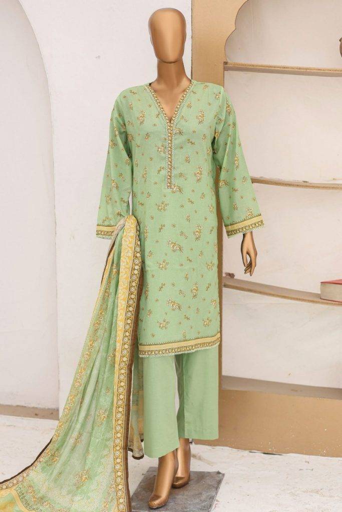 Stitched 3 Piece Printed Lawn – Sm-915 Pista | Bin Saeed